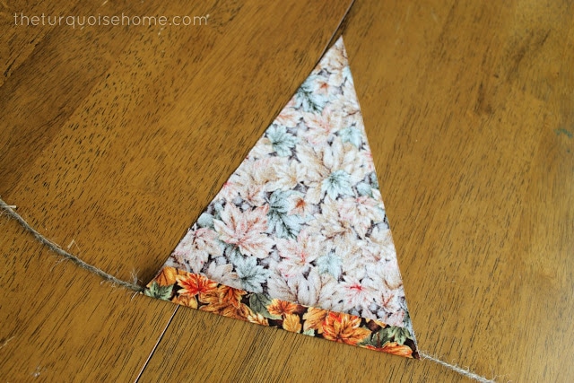adding string to bunting fabric