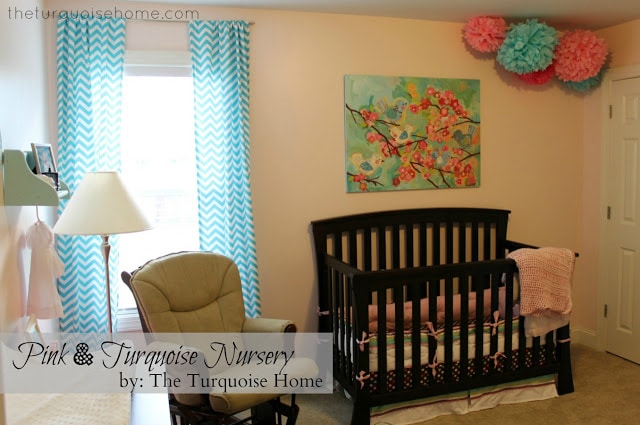 Pink and Turquoise Nursery Room for a girl