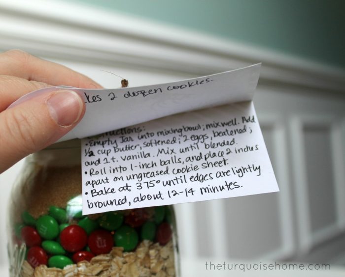 Instructions for M&M Cookies in a Jar