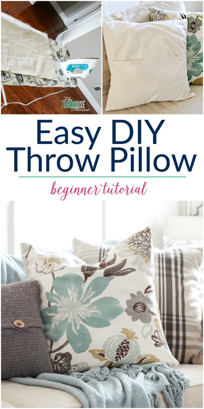 I want to throw my sewing machine out the window every time I use it, but this tutorial is SO easy!! Easy DIY Throw Pillow Cover tutorial for beginners
