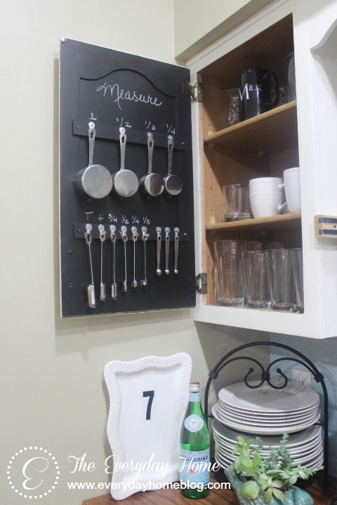 Chalkboard Cabinet Measuring Cup Storage