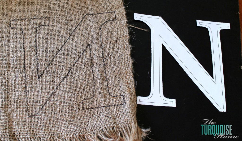 Burlap Monogram Cut Out