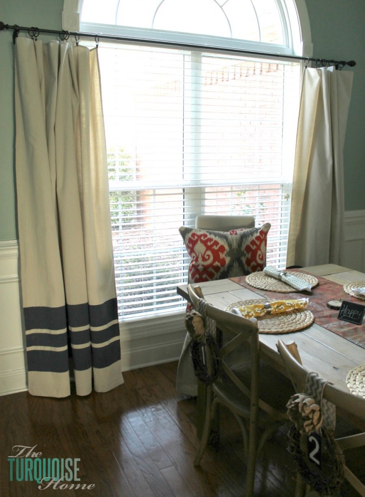 DIY Painted Drop Cloth Curtains | TheTurquoiseHome.com