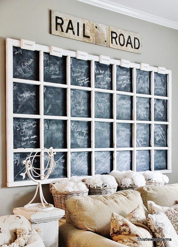 Old Window Chalkboard Calendar