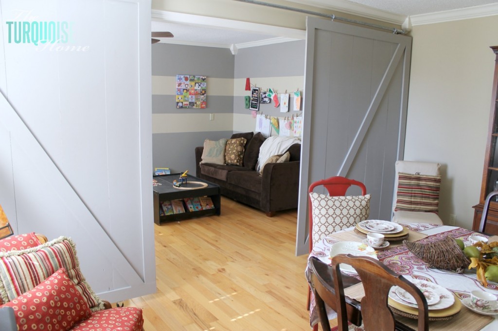 DIY Simple Sliding Barn Doors | TheTurquoiseHome.com
