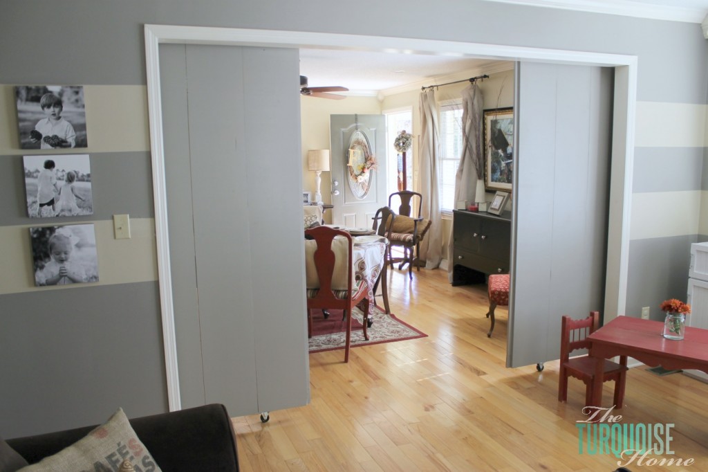 Formal Dining Room to Functional Play Room | TheTurquoiseHome.com