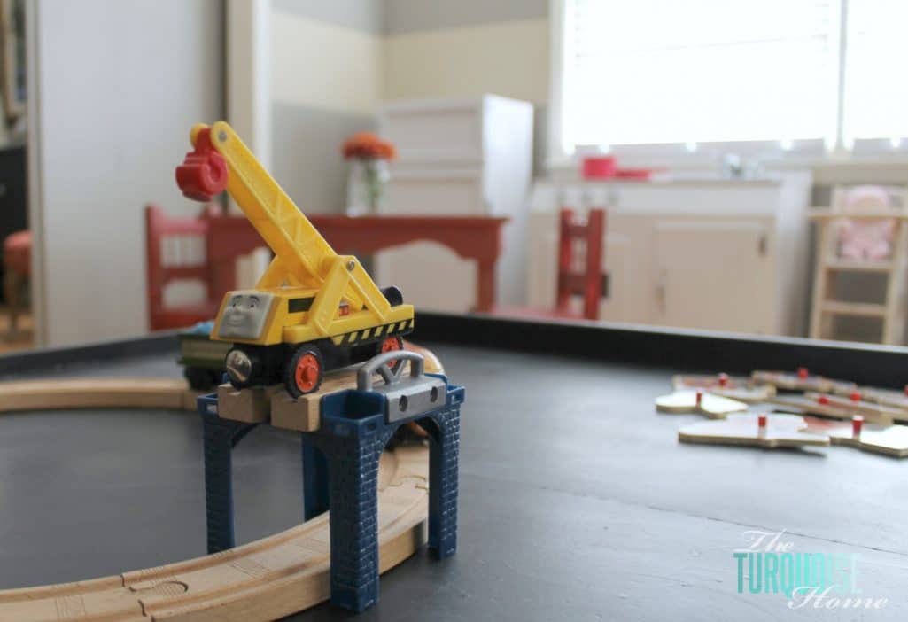 Formal Dining Room to Functional Play Room | TheTurquoiseHome.com