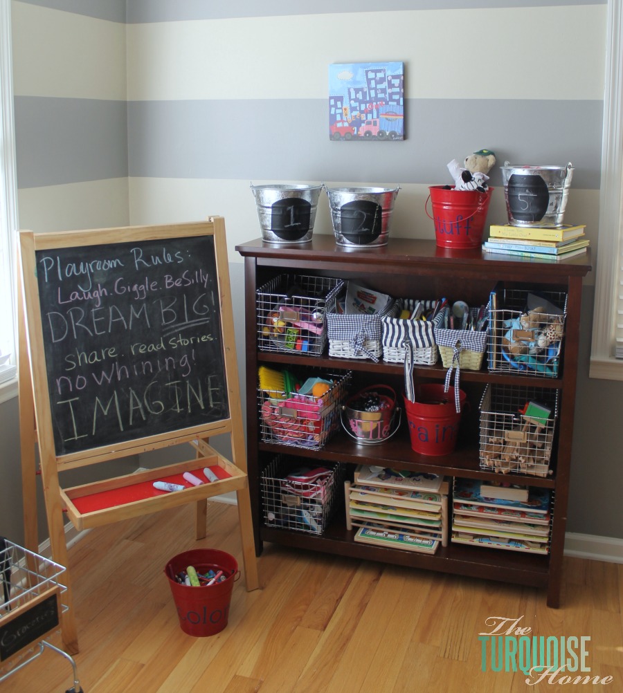 Formal Dining Room to Functional Play Room | TheTurquoiseHome.com