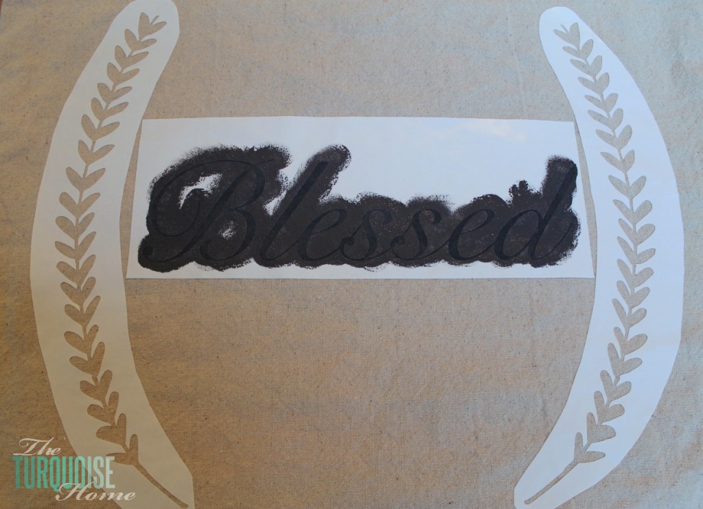 DIY Stenciled Drop Cloth Pillow #diy #dropcloth #silhouette