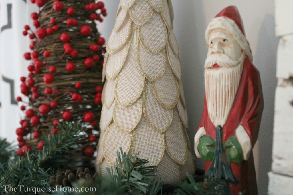 Traditional Red and Green Christmas Mantel. Find out all the details at TheTurquoiseHome.com