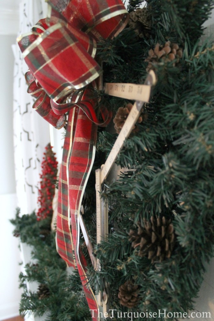 Traditional Red and Green Christmas Mantel. Find out all the details at TheTurquoiseHome.com
