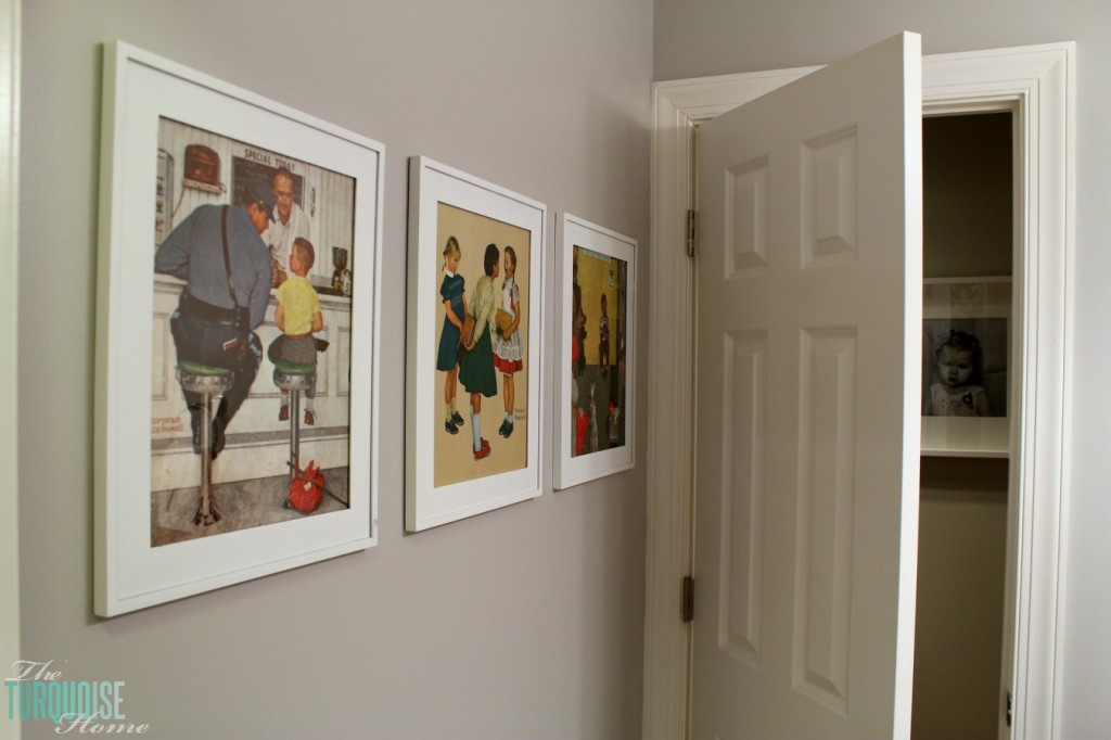 Traditional-Americana Guest Bathroom Update: painted walls, cabinets, new hardware and a punch of color!