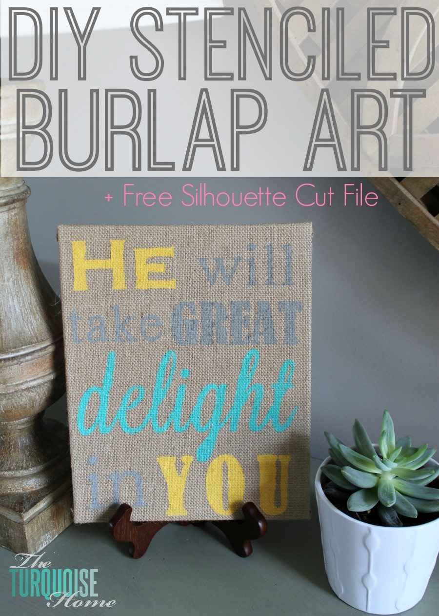 DIY Stenciled Burlap Art Plus Free Silhouette Stencil Files