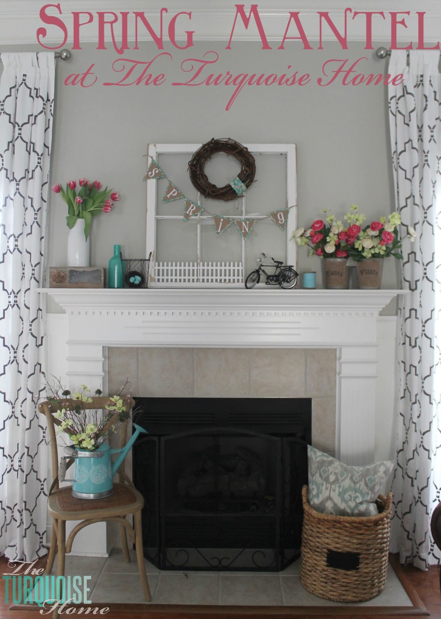 Pink & Turquoise Spring Mantel