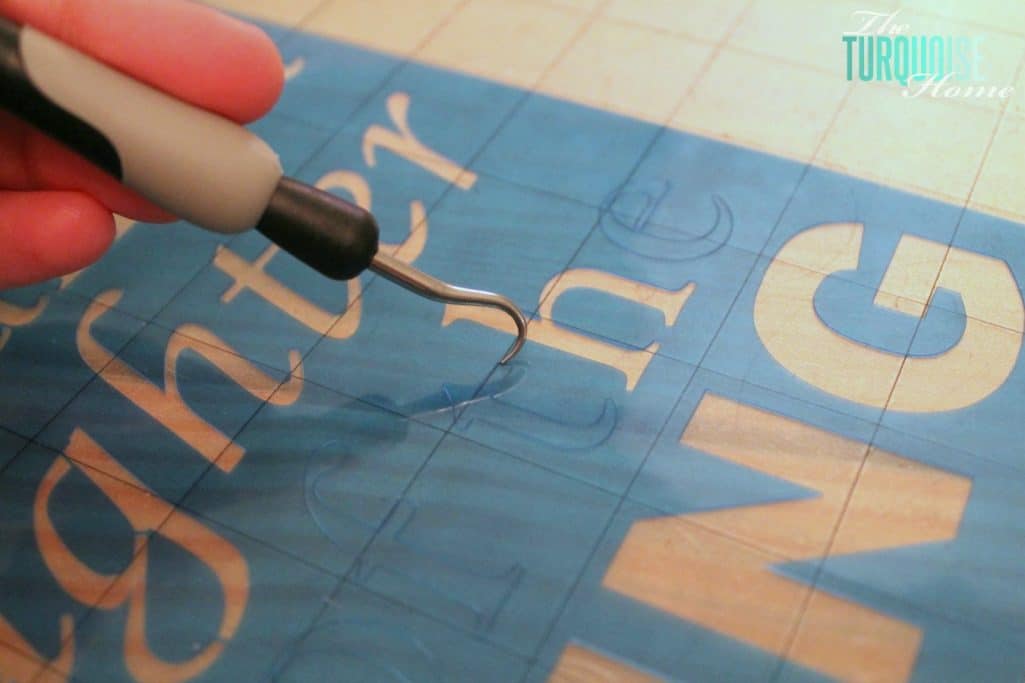 DIY Stenciled Burlap Art - weeding stencils
