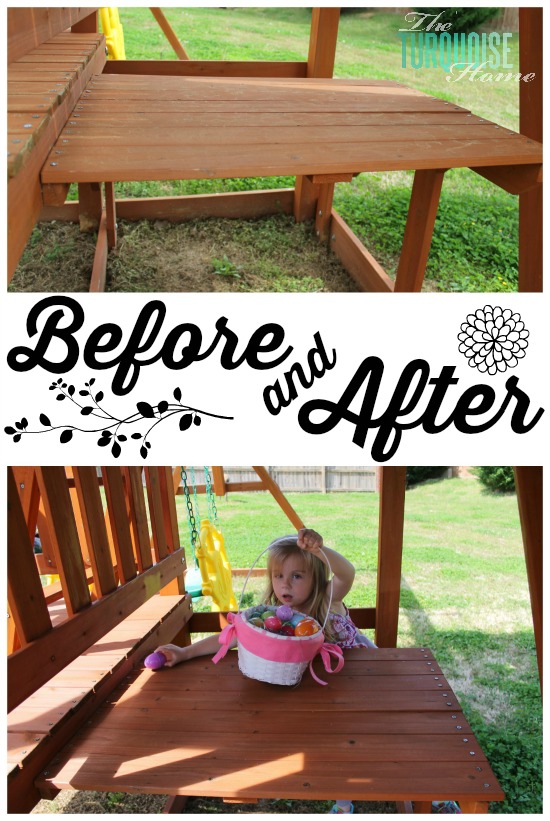 5 Easy Steps to Stain an Outdoor Structure {like a play set or deck} via TheTurquoiseHome.com