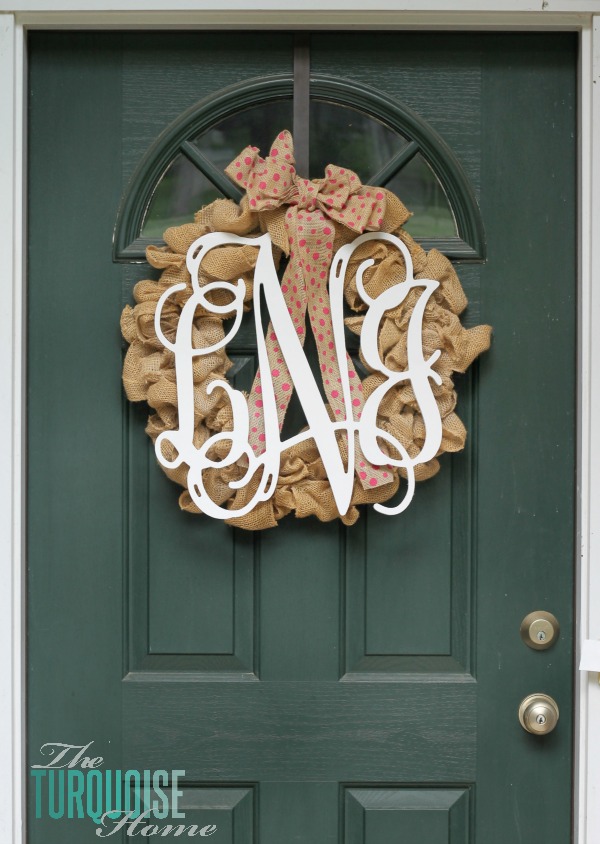 Wooden Monogram Burlap Wreath