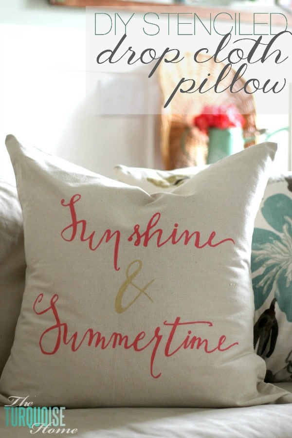 Make a Stenciled Drop Cloth Throw Pillow