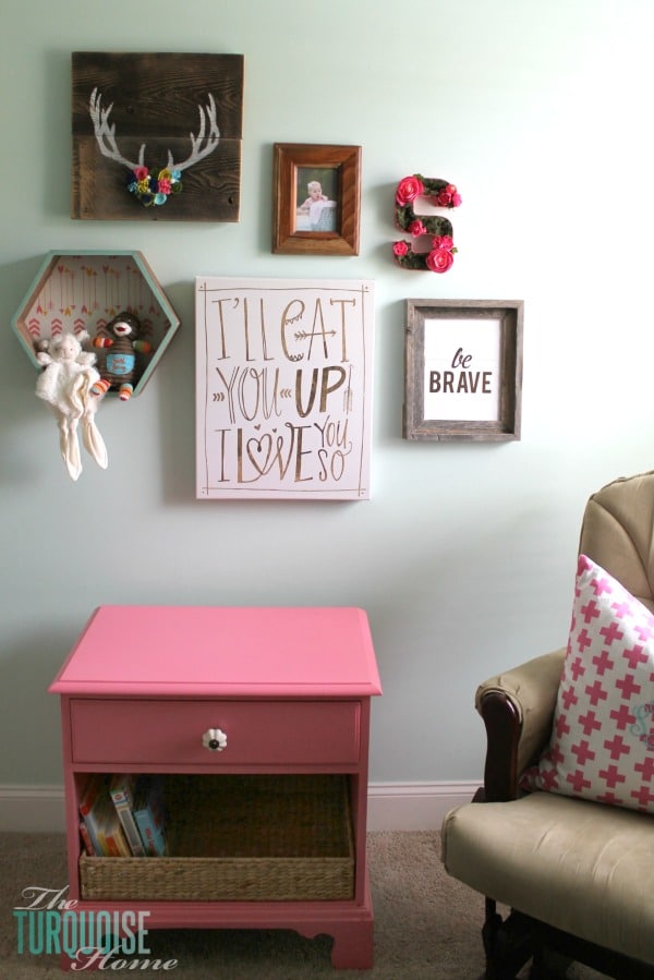 Pink and Green Gallery Wall in Girl's Nursery