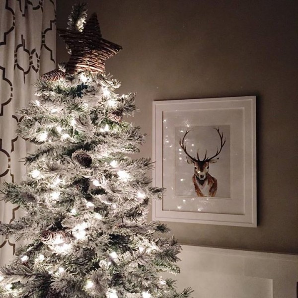 Beautiful flocked tree from ... Walmart! :) | TheTurquoiseHome.com