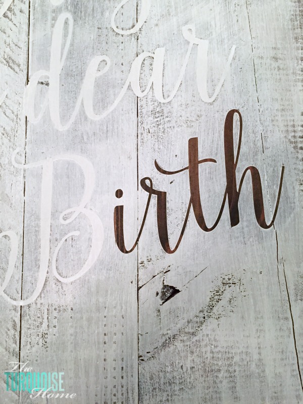 Personalize your Christmas decor with a DIY lettered pallet sign! Full tutorial at TheTurquoiseHome.com