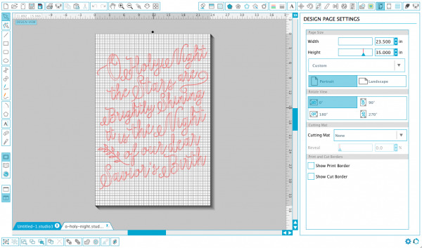 O Holy Night lettered sign with Isabella font on the Silhouette Cameo.