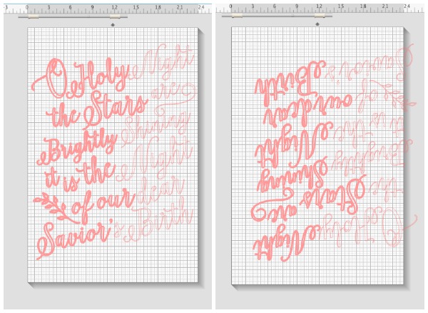 O Holy Night lettered sign with Isabella font on the Silhouette Cameo.