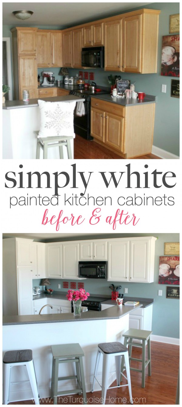 DIY Painted Kitchen Cabinets with Benjamin Moore Simply White