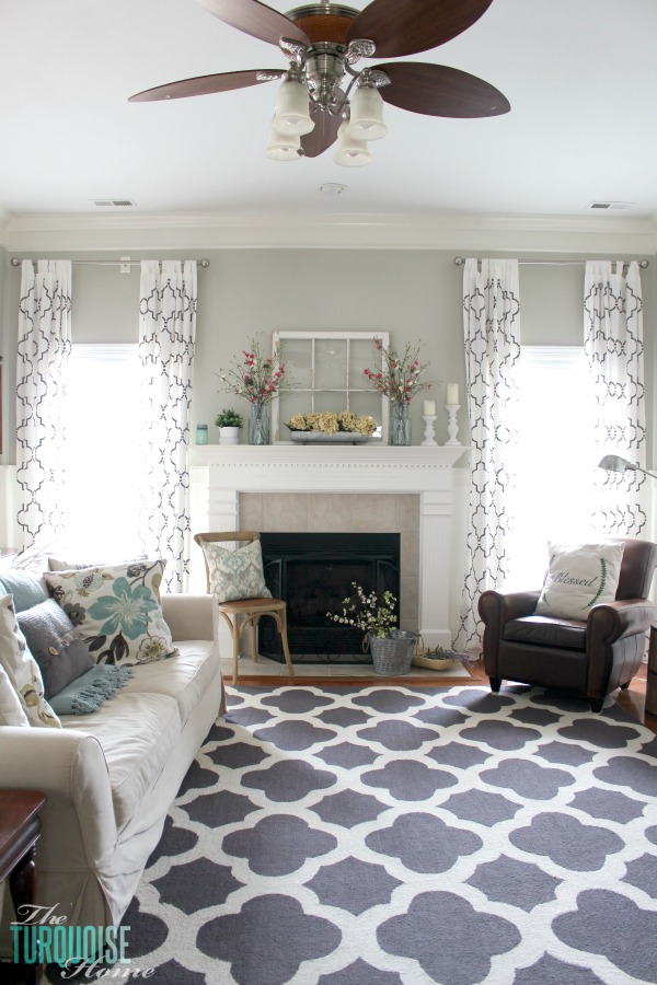 Farmhouse Fresh Spring Mantel | All the details to get this look at TheTurquoiseHome.com
