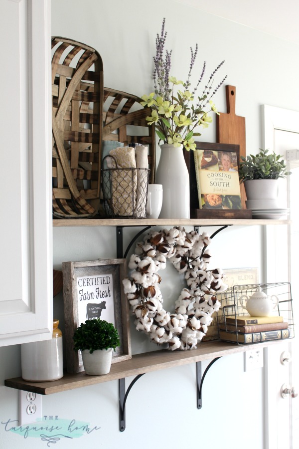 Styling Shelves in a Farmhouse Kitchen