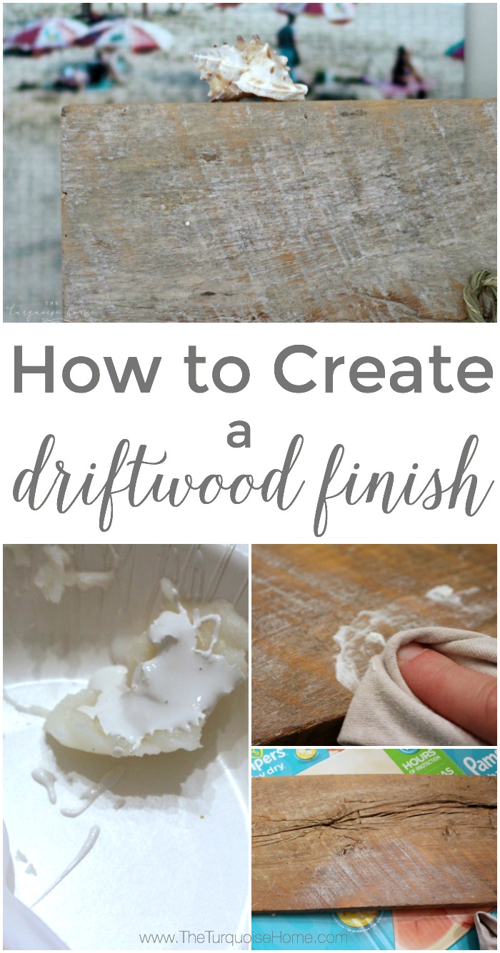 This DIY Driftwood Finish is so easy to create with just a couple of items! Full tutorial ...