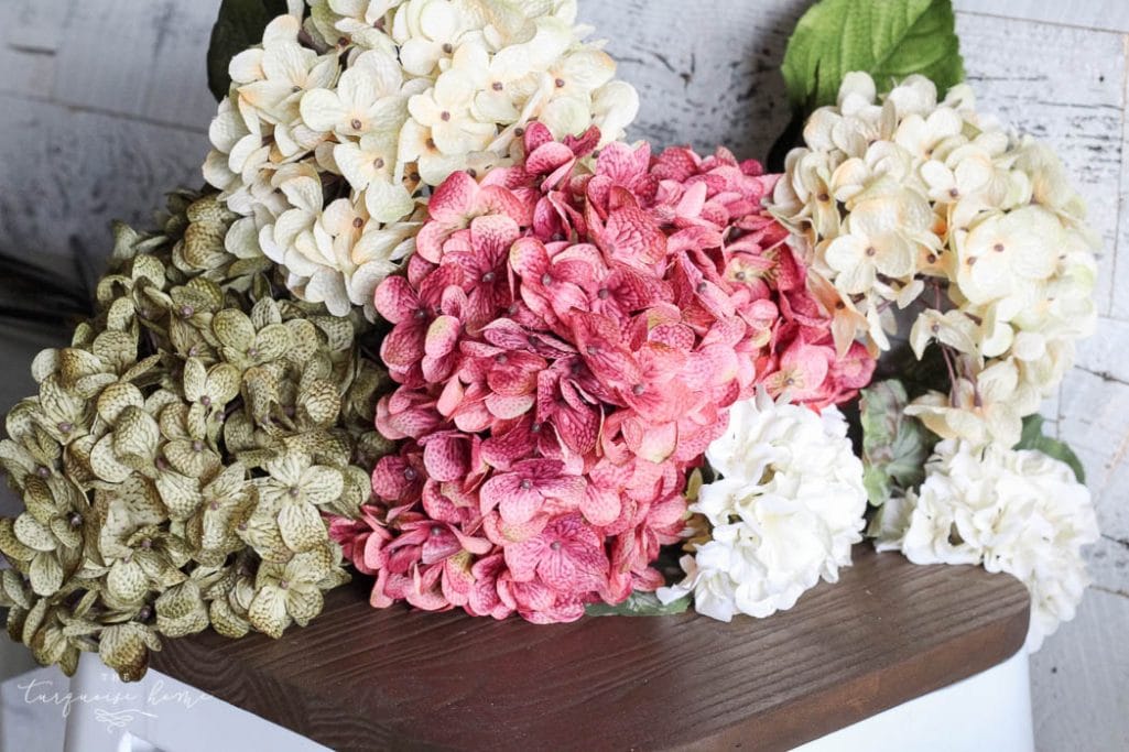 Materials to make a fall hydrangea wreath