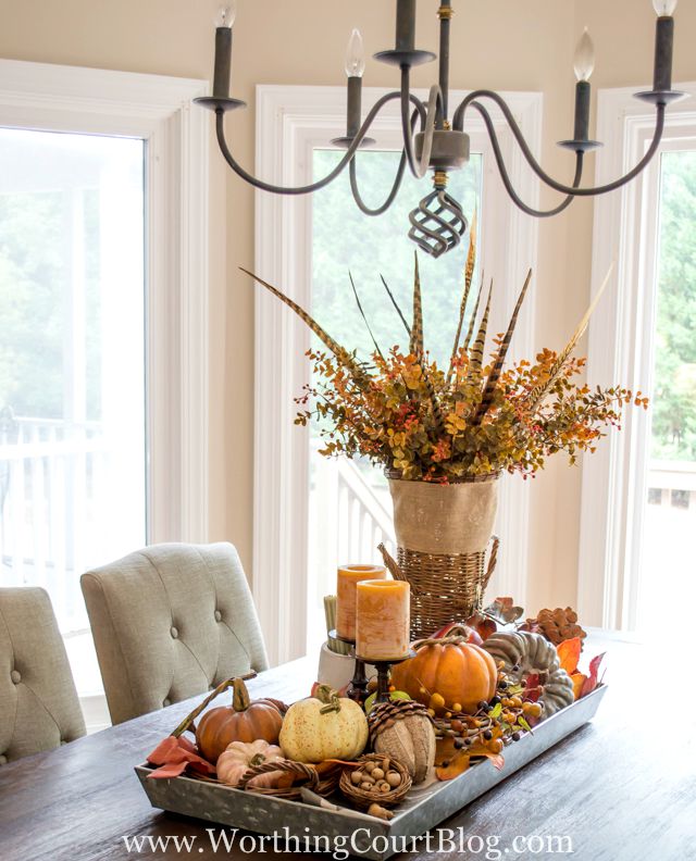 Farmhouse Fall Table Centerpiece from Worthing Court - click for more fall inspiration! | 11 Ways to Add Fall to Your Home
