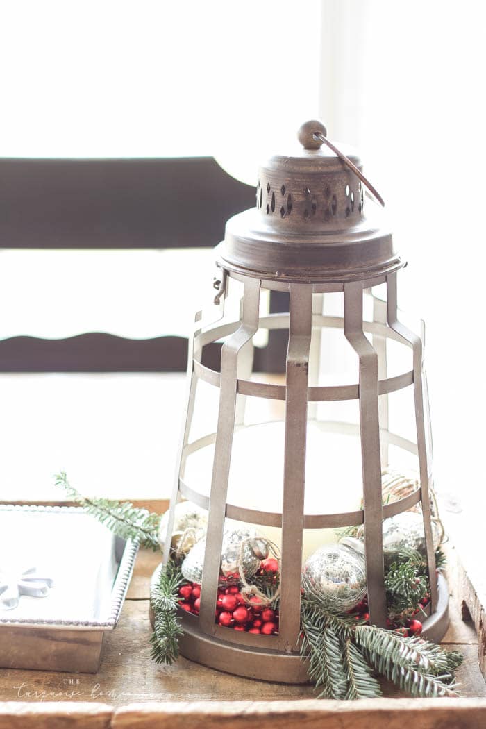 Lovely Eat-in Kitchen all decorated for Christmas and Kitchen Decor with DIY Christmas Kitchen Wreaths!