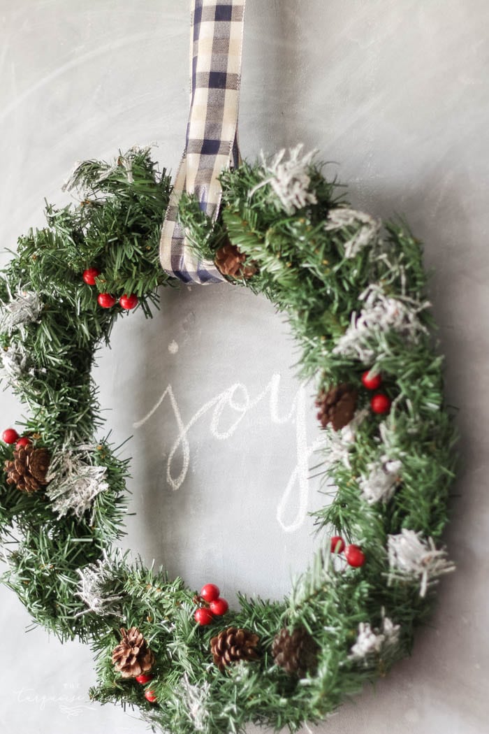 Lovely Eat-in Kitchen all decorated for Christmas and Kitchen Decor with DIY Christmas Kitchen Wreaths!