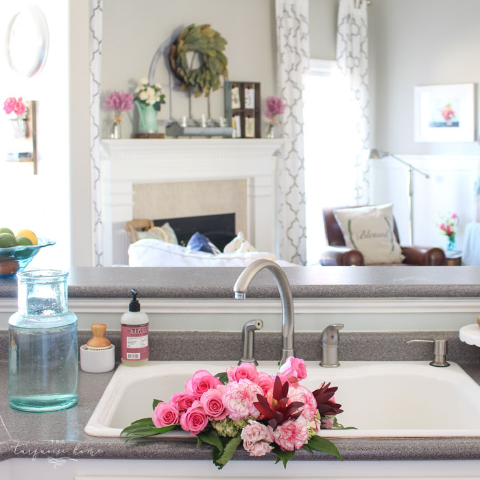 Simple Floral Spring Mantel