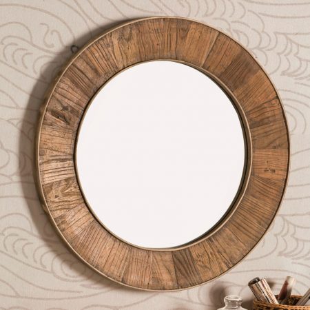 Recycled Wood Round Mirror from Target | This is an outdoor mirror, so that's a cool option, but would look great inside, too! | 10 Large Round Mirrors We Love!