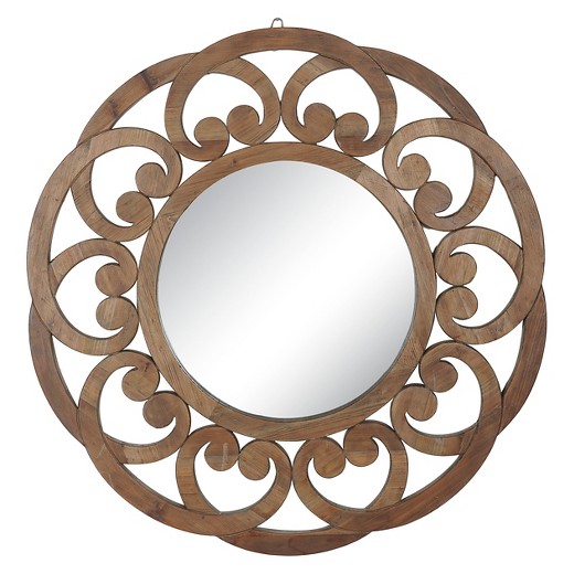 Scroll Border Wood Mirror from Overstock | Isn't this one just dreamy?? I might even like this better than the one I have in my entry way! 😉 | 10 Large Round Mirrors We Love!