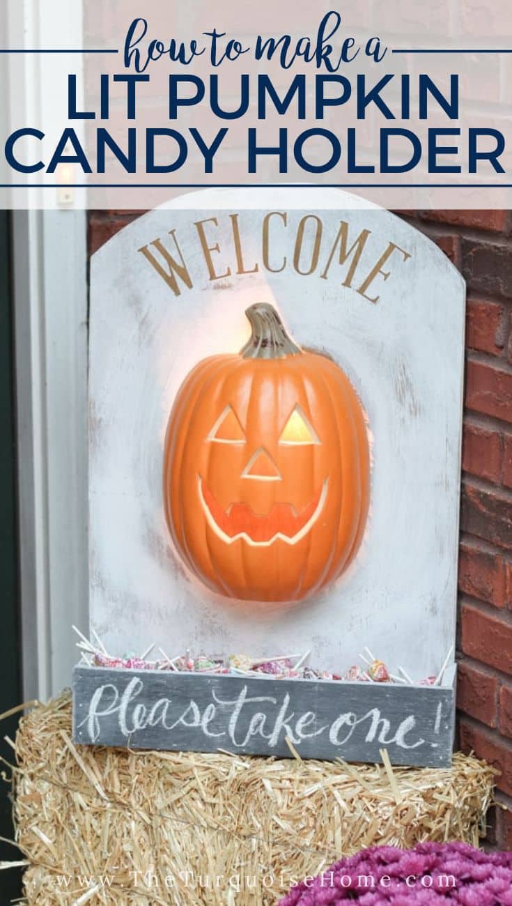 DIY Lighted Pumpkin Candy Holder for Halloween