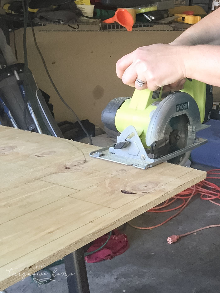 Step 2. Cut the pieces of your box with the circular saw. LOVE this saw from Ryobi.