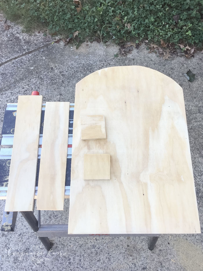 Cut pieces for the DIY Lighted Pumpkin Candy Holder