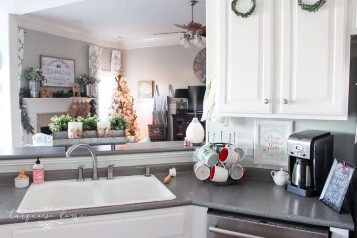 Adorable Farmhouse Christmas Kitchen ... and a real life tale of how this blogger balances motherhood and photo shoots. 🤪