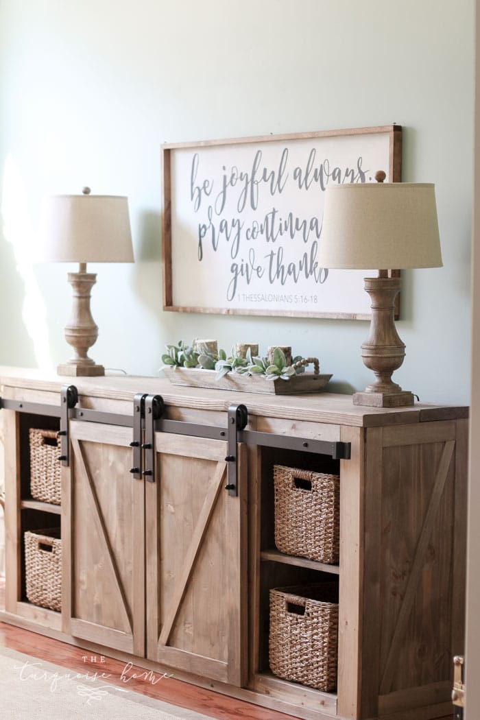 A DIY Farmhouse Media Console Table