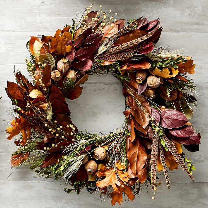 pheasant feather live wreath