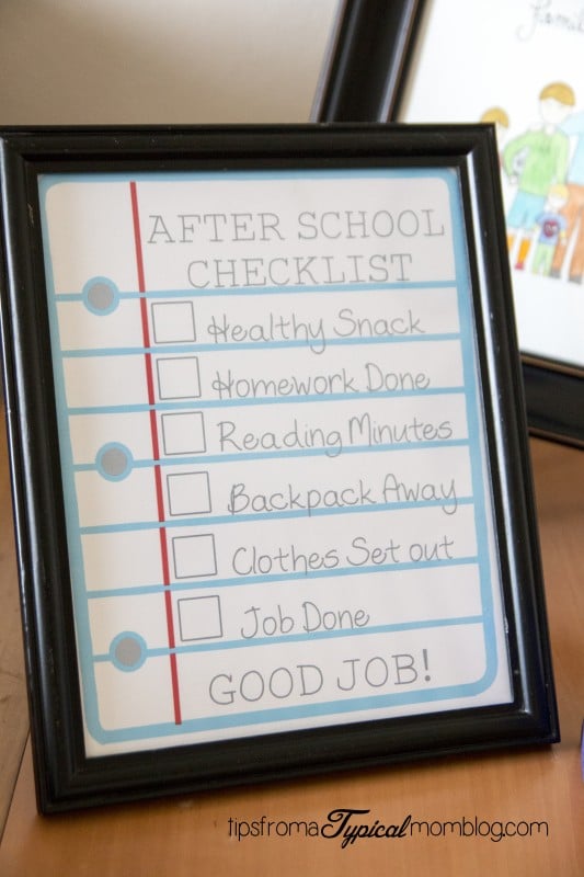 after school checklist printable