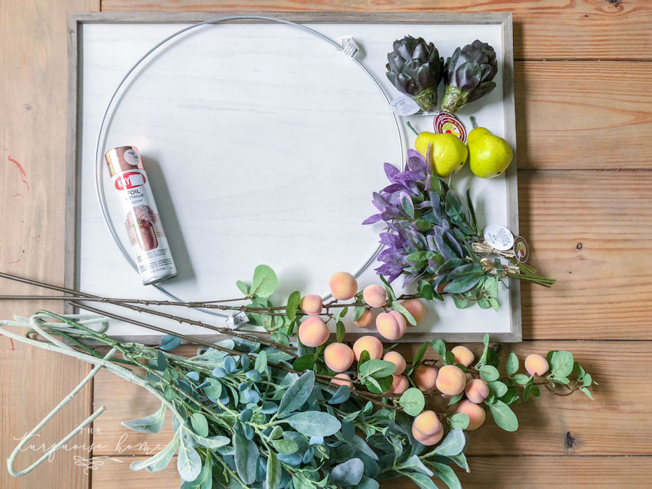 Autumn Hoop Wreath with Fruit & Shiplap Frame