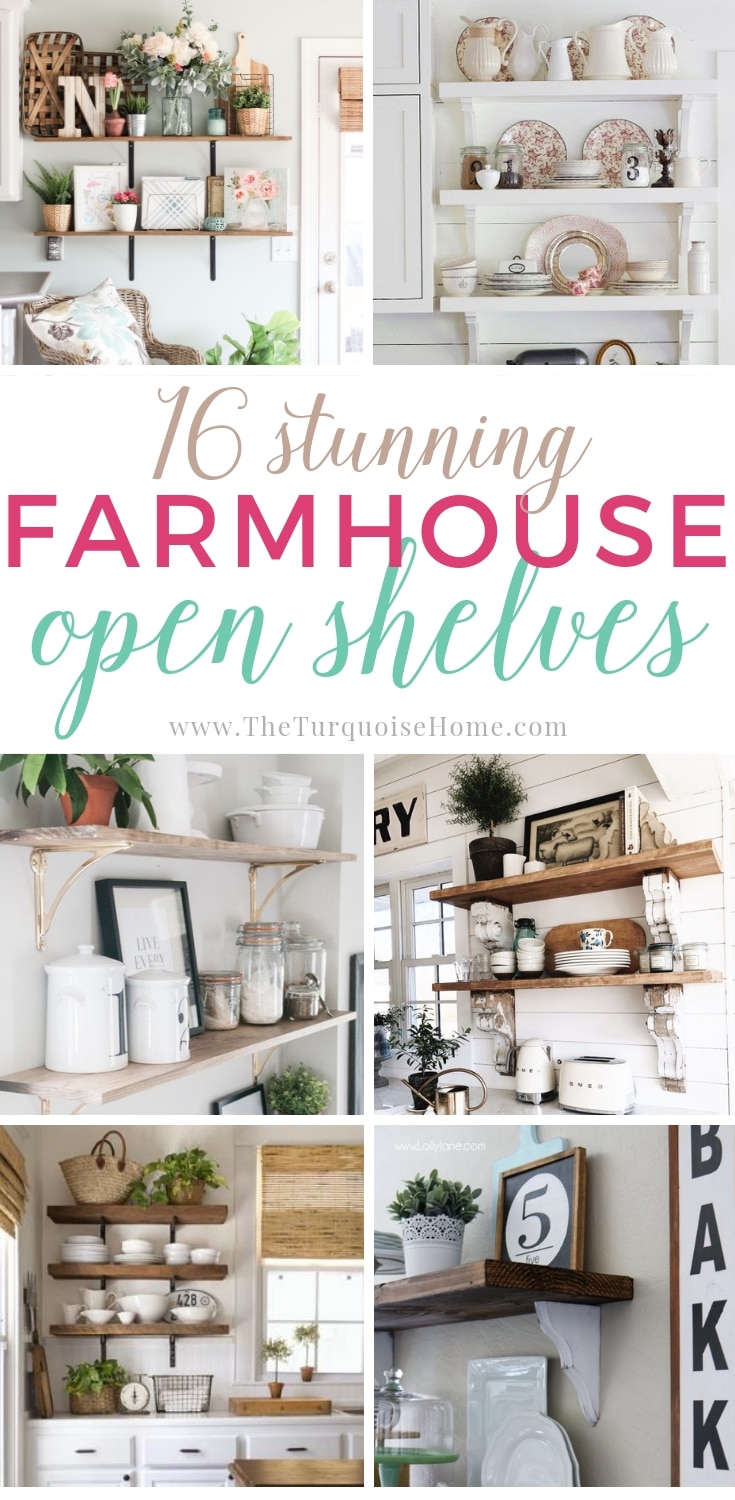 16 Stunning Farmhouse Open Shelving Ideas - tons of gorgeous DIY inspiration!
