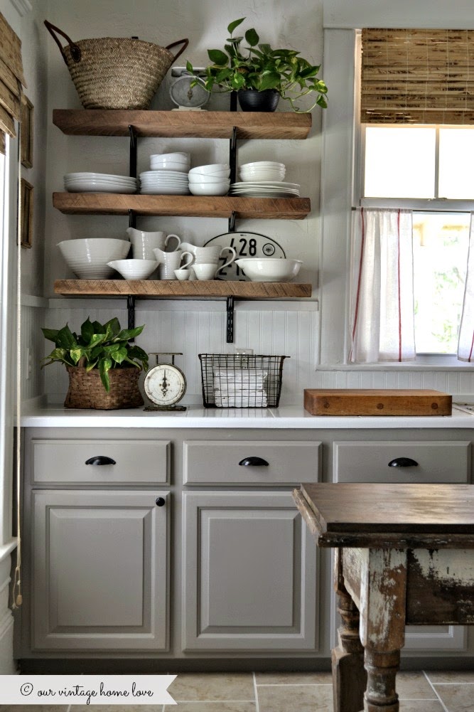 Reclaimed Wood Farmhouse Open Shelves