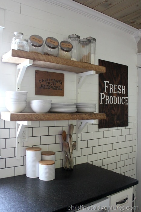 simple DIY open shelves from Christina's Adventures.