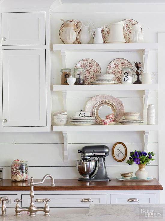 White shelves and shiplap